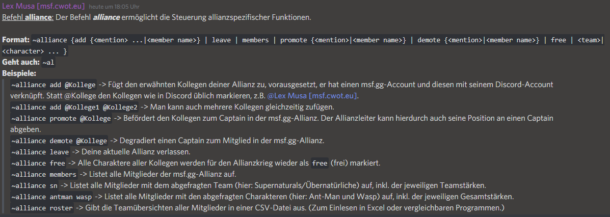 PIC commands alliance