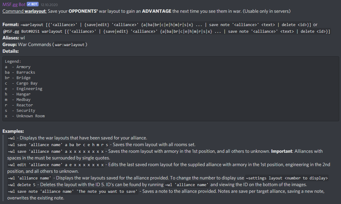 PIC commands war layout